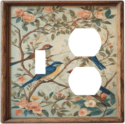 Vista 74 de Cubiertas Decorativas para Interruptores de Luz Arte de Pájaros BirdArt 1 Gang Salida Dúplex Individual Placa de Pared Placa de Interruptor Placa