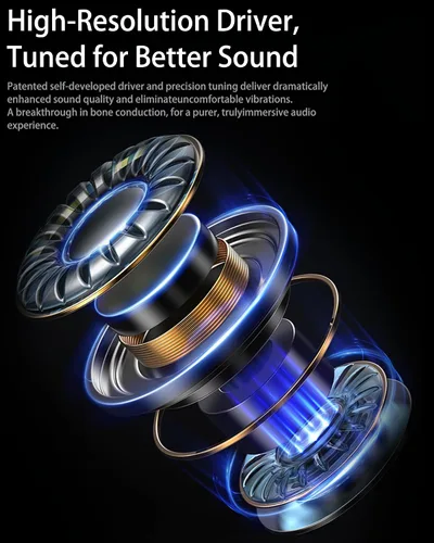 Vista 7 de Auriculares de conducción ósea con orejas abiertas, 3 modos de ecualización, Bluetooth 6.0 con micrófono, audio HD direccional antifugas, comodidad