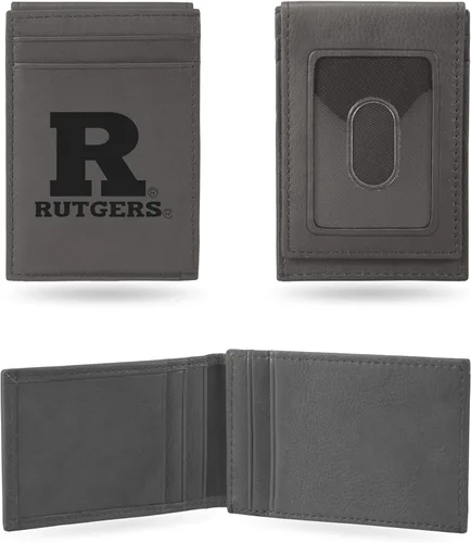 Vista 17 de Rico Industries NCAA - Cartera de bolsillo frontal grabada con láser gris, compacta, cómoda, delgada