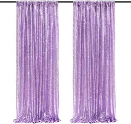 Vista 69 de Cortinas de fondo de lentejuelas con purpurina azul bebé, 2 piezas de 2 x 8 pies, telón de fondo de fiesta de baby shower para niños, hermosas