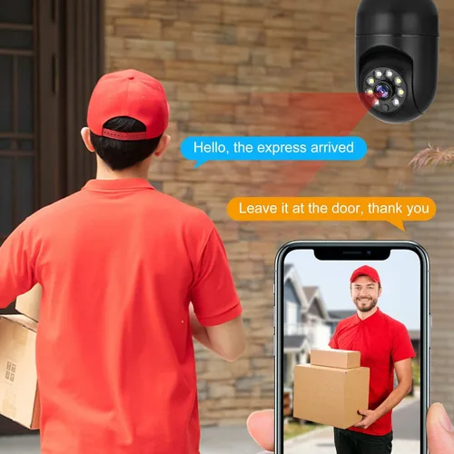 Vista 5 de EVERSECU Tuya Cámara de seguridad inteligente con conector E26/E27 1080P WiFi inalámbrico CCTV PTZ Cámara de audio bidireccional/detección