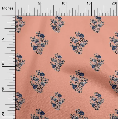 Vista 5 de Tela de poliéster oneOone de micro malla con hojas y estampado de bloques florales por Yardtwoinch de ancho