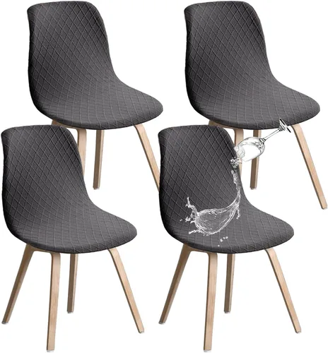 Vista 8 de Juego de 2 fundas de jacquard para silla, elásticas, impermeables, escandinavas, para sillas de comedor, lavables, modernas, fundas de asiento
