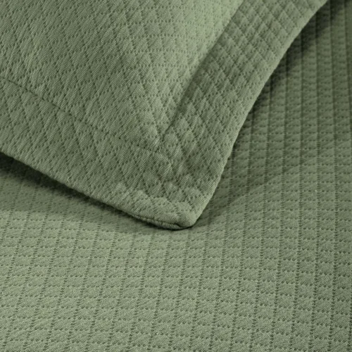 Vista 8 de Cubrecama doble Superior Diamond Solitaire de algodón de primera calidad Jacquard Matelassé con fundas de almohada a tono, color aguamarina, Verde