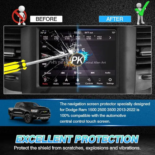 Vista 4 de Autorder Ajuste personalizado para protector de pantalla 2013-2024 2025 2026 Dodge Ram 1500 2500 3500 Accesorios vidrio templado pantalla