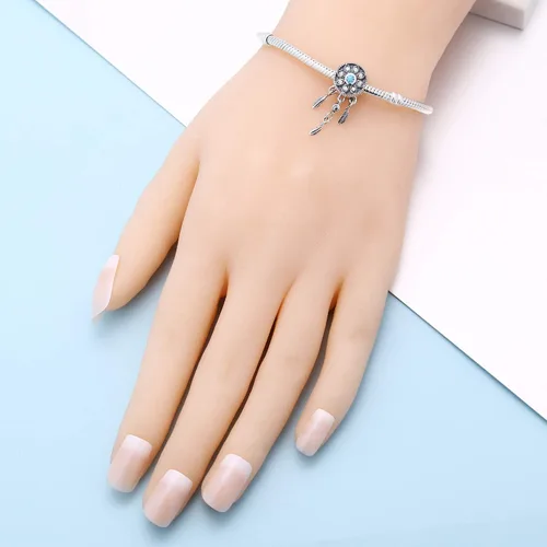 Vista 6 de SOUKISS Colgante de plata de ley 925 con diseño de atrapasueños, para pulsera europea, collar