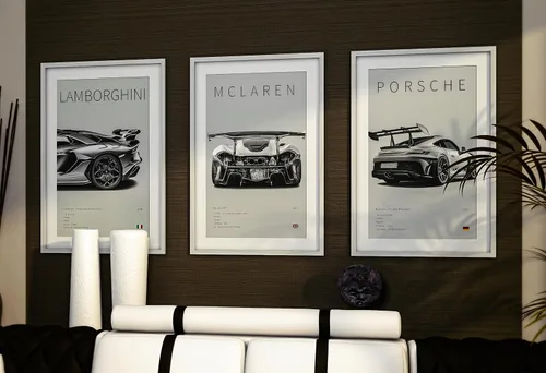 Vista 6 de dazongweihan 9 pósteres de súper auto para habitación de niños, arte de pared de automóvil de carreras para hombres y hombres, decoración de pared