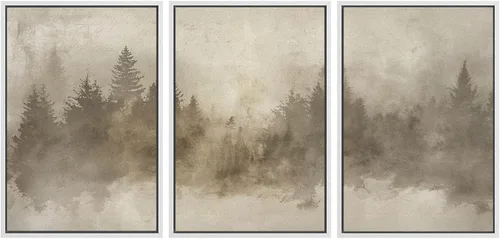 Vista 136 de SIGNWIN Lienzo enmarcado para pared, juego de arte de campos pastorales, flores silvestres, campo rústico, paisaje, floral, ilustraciones modernas
