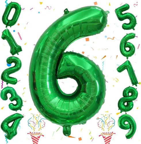Vista 91 de Globos de Sirena Número 0 de 40 Pulgadas, Juego de Globos de Números Grandes Morado Verde Azulado Arcoíris 0-9, Globos de Números de Papel