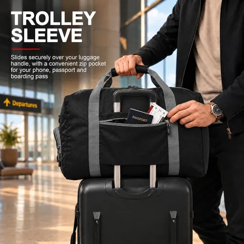 Vista 8 de Bago Travel Duffle Bag for Women & Men. Medium Duffel Bag for Traveling Todo negro