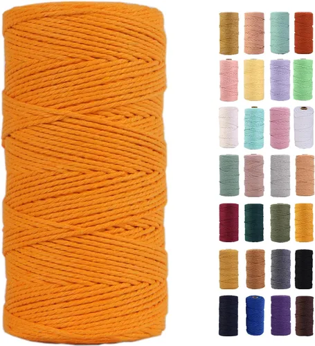 Vista 53 de Cuerda de macramé azul aire de 0.079 in x 220 yardas, cuerda de algodón colorido de algodón suave para colgar en la pared, colgadores de plantas