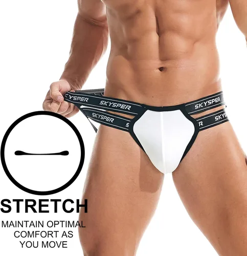Vista 21 de SKYSPER Jock Strap Athletic Supporter para hombres Sexy Jockstrap Ropa interior masculina