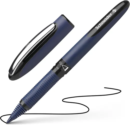 Vista 6 de Schneider One Business - Bolígrafo de punta rodante, punta ultra suave de 0,6 mm, barril azul, tinta negra, caja de 10 bolígrafos (183001)