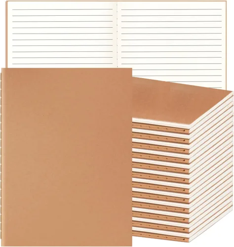 Vista 9 de ALKALO Paquete de 6 cuadernos de papel kraft de cuadrícula A5 a granel, cuadernos de diario, cuadernos de papel cuadriculado A5, 8.3 x 5.5 pulgadas