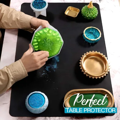 Vista 4 de LEOBRO Tapete de Silicona, 23.4" x 15.6" Tapetes de Silicona Negros para Manualidades, Moldes de Resina, Tapete de Masa de Juego, para Resina