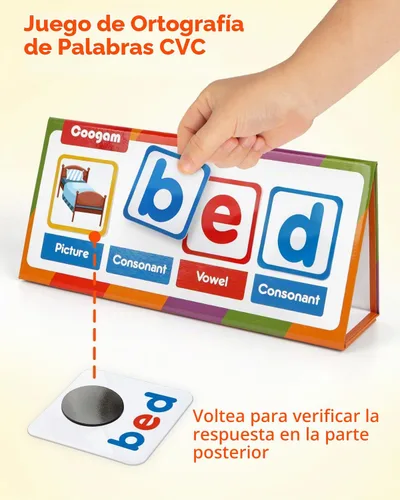 Vista 2 de Coogam - Constructor de palabras CVC, juegos magnéticos de palabras visuales con tarjetas, juego de lectura y ortografía de emparejamiento