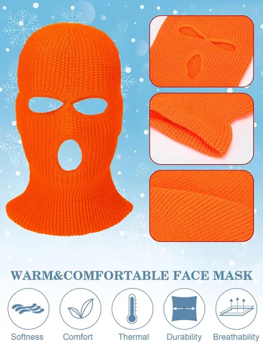 Vista 3 de Pasamontañas de esquí de 3 agujeros para niños y niñas, 6 piezas, máscara de esquí, máscara facial de esquí para niños y niñas, gorro térmico