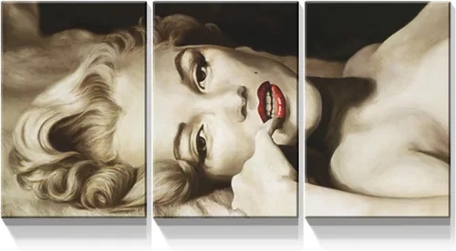 Vista 14 de Denozer Arte de pared en lienzo de 3 paneles con retrato de belleza de Marilyn Monroe, Audrey Hepburn y Brigitte Bardot, impresiones de cuadros