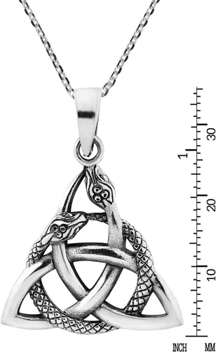 Vista 5 de AeraVida Collar con colgante de plata de ley 925 con nudo de triquetra o Trinidad de serpientes entretejidas Collar de Acción de Gracias, Metal