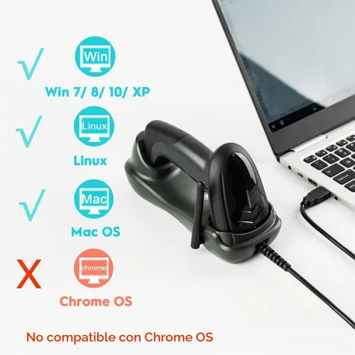 Vista 2 de NADAMOO Escáner de código de barras inalámbrico con cuna, lector de código de barras inalámbrico 2D Distancia de transmisión de 1,312.3 ft CMOS