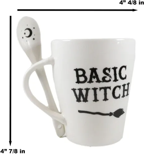 Vista 3 de Ebros Gift Wicca Gothic Alchemy Witchcraft Divinity - Juego de taza y cuchara de porcelana con mango integrado de soporte de cuchara de 9 onzas