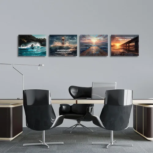 Vista 3 de Lienzo con citas inspiradoras, pintura decorativa motivacional, paisaje, adecuado para biblioteca, oficina, sala de estar, mesa, colgante, paquete