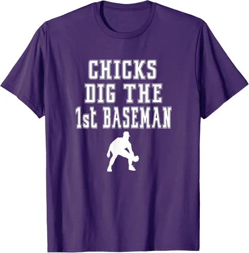 Vista 18 de Chicks Dig First Baseman - Camiseta de primera base Beisbol Player, Negro
