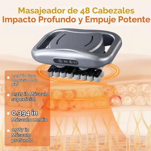 Vista 4 de Juego de pistolas de masaje de 48 cabezas, masajeador de percusión de tejido profundo con 9 modos y 9 niveles de intensidad, pistola de masaje