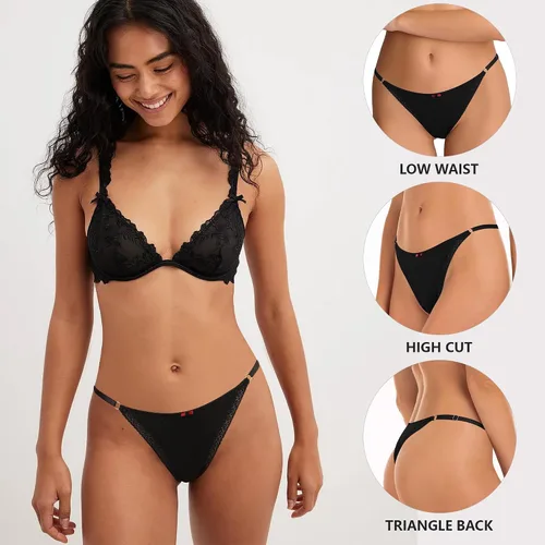 Vista 2 de Aijolen Tanga de algodón para mujer, ropa interior ajustable para mujer, bragas de cintura baja para mujer, no se ven