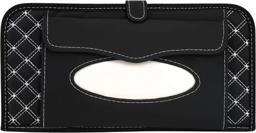 Vista 5 de Organizador para parabrisas de coche Aturmon, estuche de almacenamiento para 14 CD, negro, tela no tejida y cuero PU, plegable, 12.5 x 6.1 x 0.4