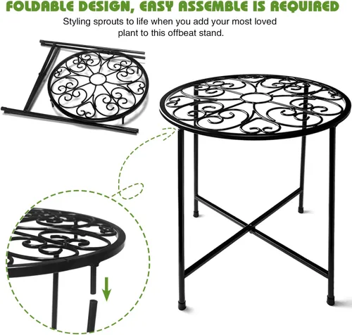 Vista 3 de Soporte para plantas para interiores y exteriores, paquete de 2 soportes para macetas de 15 pulgadas de alto, soporte redondo de esquina de metal