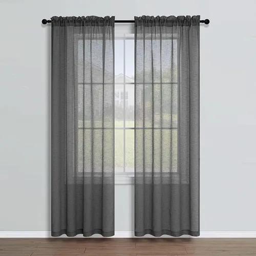 Vista 13 de Cozynight Cortinas de Niveles Transparentes Gris Oscuro de 24 Pulgadas de Largo, Tratamiento de Cortinas para Ventanas Pequeñas