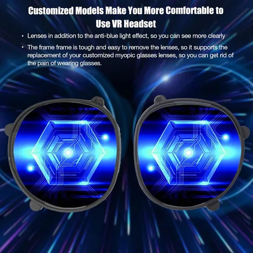 Vista 3 de VR Anti-Blue Light Glasses for Oculus Quest 2,Customized VR Accessories with Magnetic Alloy Frame and Blue Light-Blocking Lenses,Support The