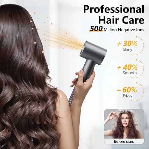 Vista 3 de Secador de Cabello - Secado Rápido de 1 Minuto, Secador de Alta Velocidad con 500 Millones de Iones Negativos, Sin Daño por Calor, Bajo Ruido