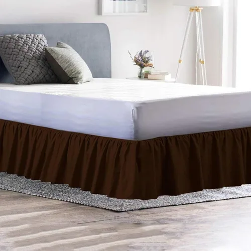 Vista 20 de Falda de cama individual negra para falda de cama con volantes con caída de 16 pulgadas, tela de tres lados ajustable con volantes suaves y sedosos
