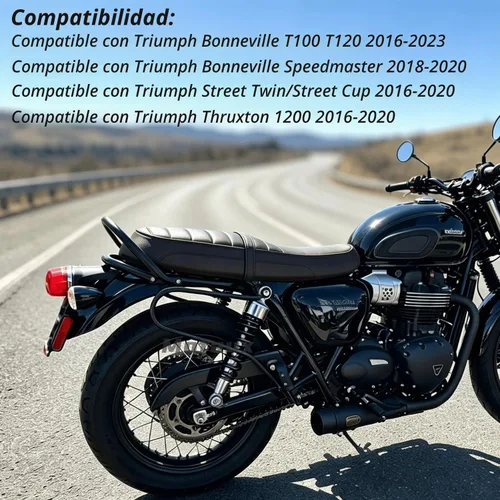 Vista 2 de Barras de soporte para alforja para Triumph Bonneville T100 T120 2016-2023 / Speedmaster 2018-2020 / Thruxton 1200 Street Twin Cup 2016-2020, cromo