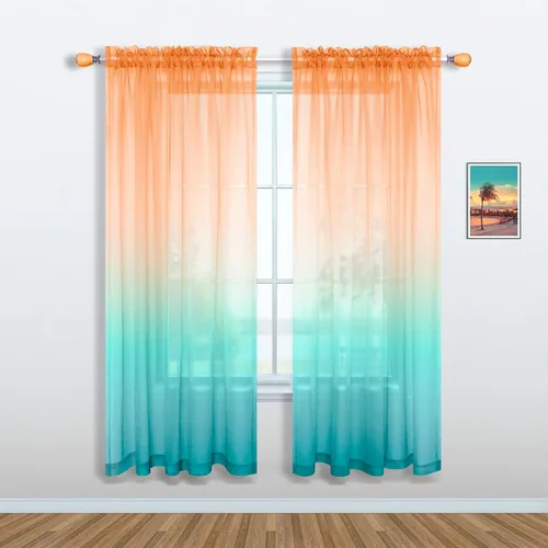 Vista 11 de Cortinas rosas y verdes para decoración de dormitorio de sirena, juego de 1 panel transparente, con bolsillo para barra, cortinas de sirena