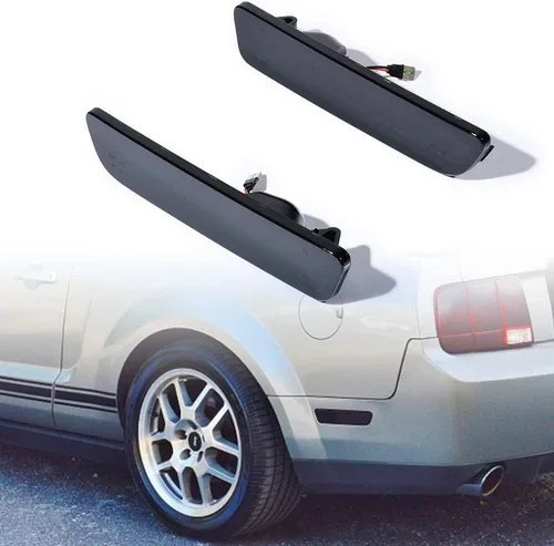 Vista 2 de Astra Depot 2 luces LED ahumadas de 120 luces LED LED de marcador lateral rojo para parachoques trasero compatible con Ford Mustang Base