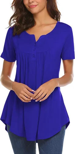 Vista 2 de Halife Blusa casual de manga larga con cuello en V para mujer, ajuste holgado, plisada