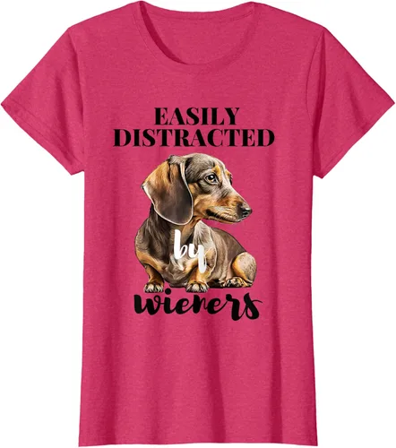 Vista 10 de Easy Distracted By Wieners Dachshund - Camiseta divertida para perro Weiner, Azul