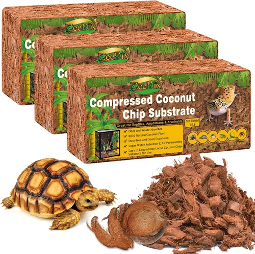 Vista 8 de ZeeDix - Chips de cáscara de coco orgánico para reptiles, sustrato de chips de coco para cama de serpiente, chips de fibra de coco para reptiles