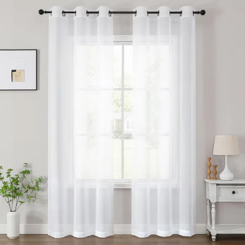 Vista 65 de OWENIE Cenefa transparente con ojales negros para ventanas, 2 paneles de 52