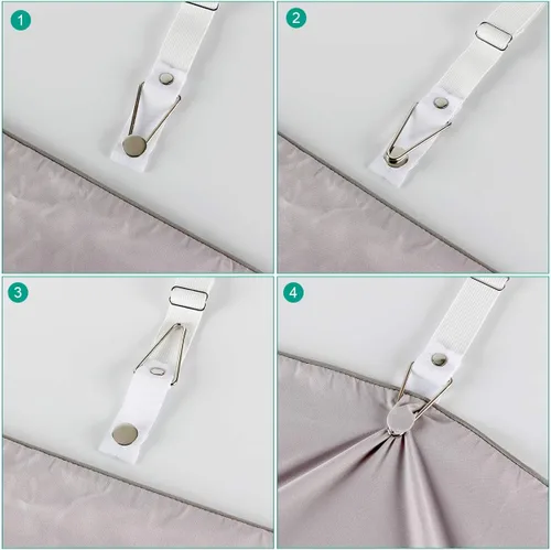 Vista 4 de Correas de soporte para sábanas, clips ajustables para sábanas ajustables, tirantes elásticos para sábanas, fundas de colchón, cojín de sofá