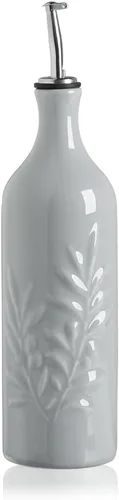 Vista 21 de Sweejar Botella dispensadora de aceite de oliva de cerámica de 20 onzas de alivio opaco que protege para reducir la oxidación, adecuada para Beige