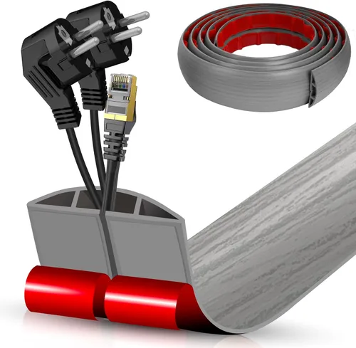 Vista 52 de Cubierta autoadhesiva para cables de suelo, gestión de cables de 3.3 pies, protector de tira de extensión para cables, evita tropiezos de cables