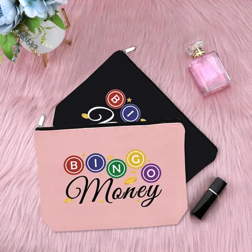 Vista 3 de Sfodiary Bolsa de maquillaje cosmético para amantes del bingo - Regalos de casino para mujeres, Bolsa de maquillaje de regalo para amantes del bingo