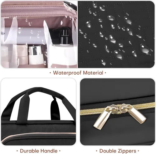 Vista 4 de BAFAMYE Neceser de viaje de 8 litros con organizador de joyas para mujer, bolsa de cosméticos de maquillaje resistente al agua de 2.1 galones
