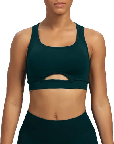 Vista 2 de Aoxjox Brasier deportivo sin costuras para mujer, con tres correas para viaje, fitness, gimnasio, correr, yoga, ombliguera