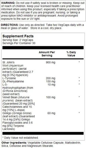 Vista 2 de SOLARAY Cápsulas de hierba de San Juan de 900 mg de potencia garantizada 60