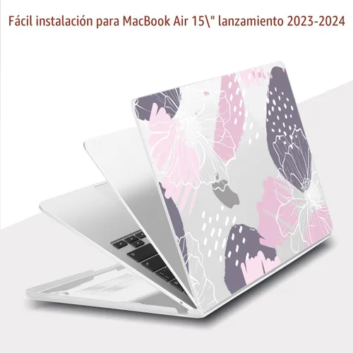 Vista 4 de Teryeefi Compatible con M4 M3 M2 MacBook Air de 15 pulgadas 2024 2023 Funda Modelo A3241 A3114 A2941 con Pantalla Liquid Retina, Cubierta Protectora